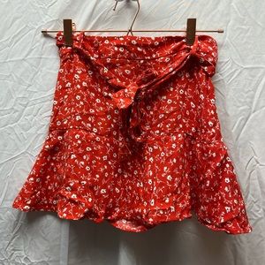 ZARA Red Floral Skirt